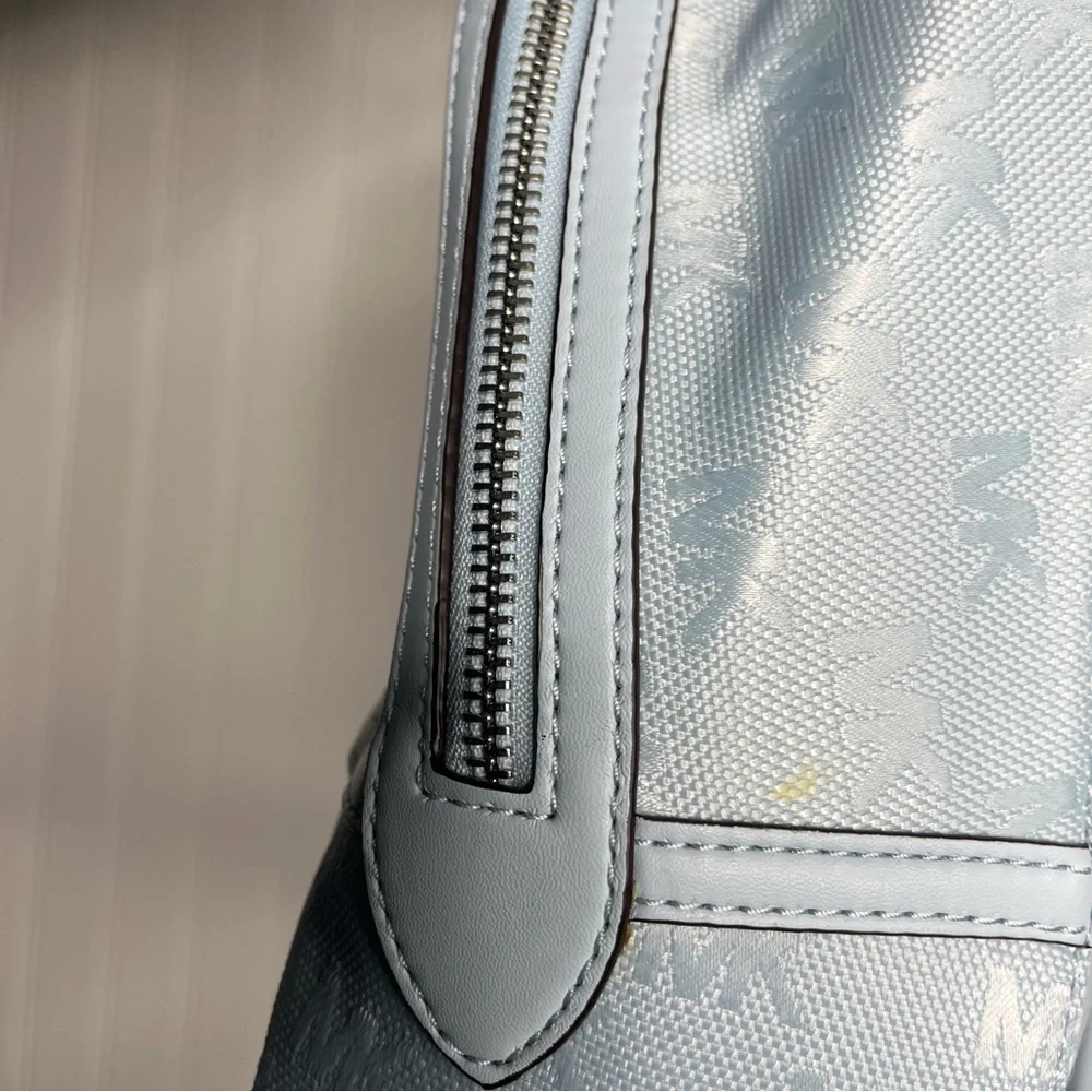 Michael Kors Sheila Large Woven Logo Nylon backpack Sky Blue Jacquard Laptop Bag - Picture 6 of 15